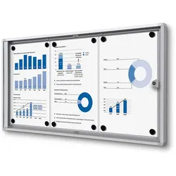 SHOWDOWN Displays Showdown Schaukasten für Innen  Economy SCXS - 3x DIN A4 - Aluminium - Silber