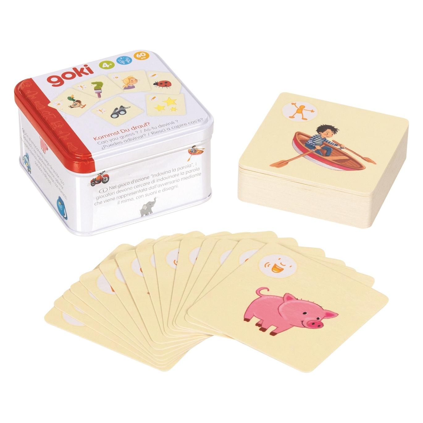 Goki Kommst Du drauf? Aktionsspiel Begriffe erraten 3 in 1 (Deutsch, Englisch, Französisch, Italienisch) (56310)