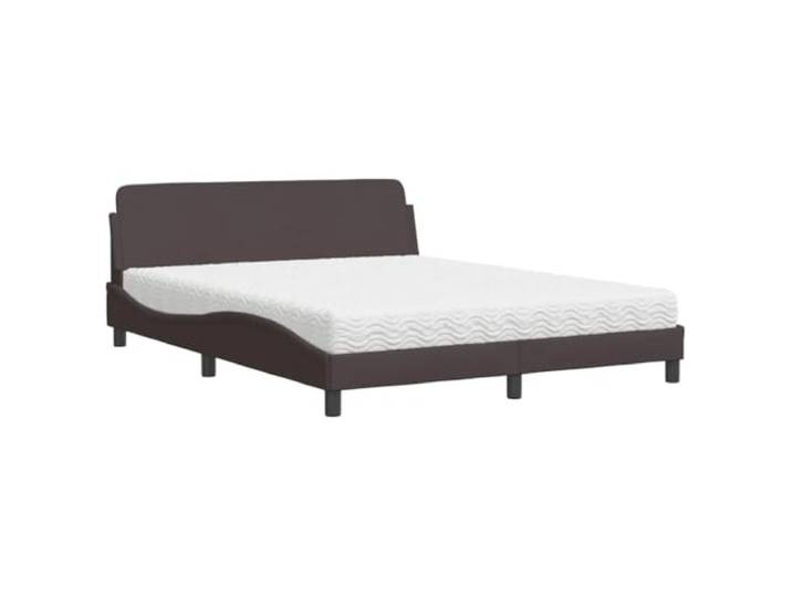 PUGYNBK Dover Bett mit Matratze, Stoff, dunkelbraun, 160 x 200 cm 22D-Schaumstoff, Härte H2/H3, Kopfteil, Lattenrost, modern