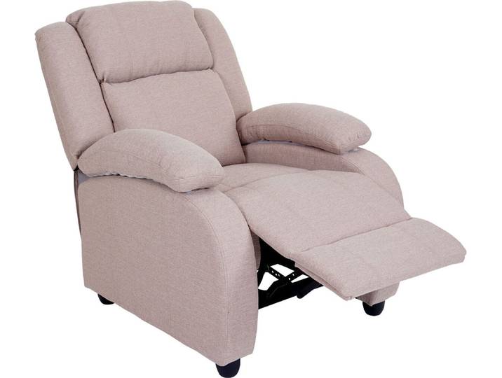 Fauteuil de télévision Lincoln\, Fauteuil relax chaise longue\, tissu/textile ~ crème-gris