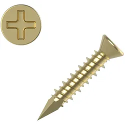 Schraube für zementgebundene Spanplatten, Senkkopf, PH 2, Vollgewinde, Stahl gelb verzinkt, 4,2 x 25 mm