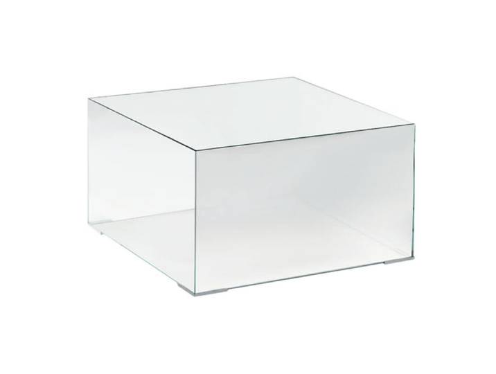 GLAS ITALIA table basse ILLUSION (70 x 70 x H 33 cm - Cristal extralight miroir)