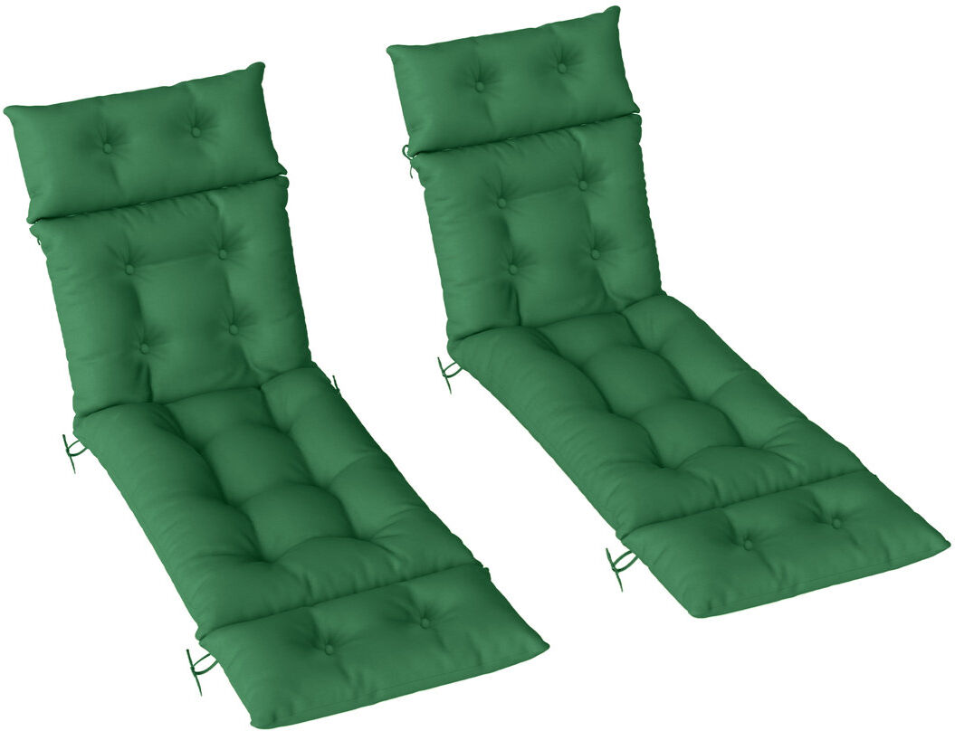 17 Stories Outsunny Sun Lounger Cushions Only Set of 2, 190 x 56 x 10 cm Green 190cm W