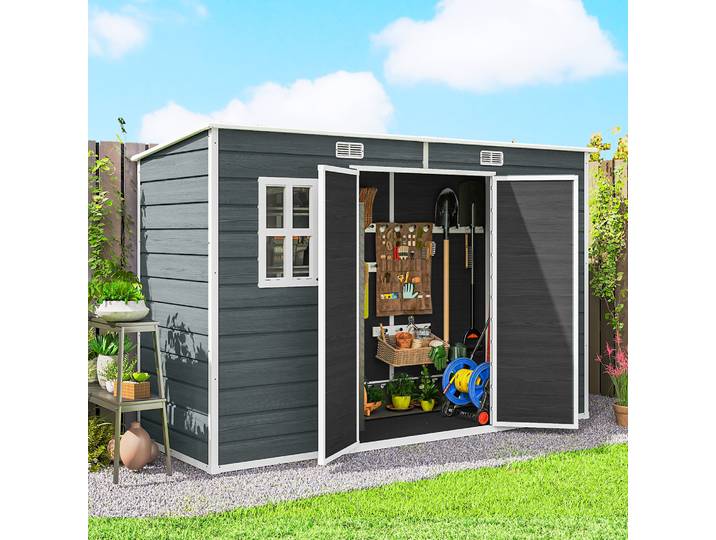 Outsunny Abri 3,2m² Métal Toit Monopente Porte Verrouillable