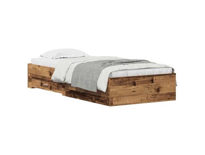 PUGYNBK Bettgestell mit Schublade aus Holz, 90 x 190 cm Rustikale Lagerung, feste Leisten, robust, einfache Reinigung, für Schlafzimmer