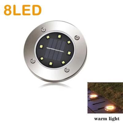 Inspired Finds Solar Disk Garden Lights Waterproof LED Outdoor Pathway & Landscape Lighting 8led Warm Light 2pcs