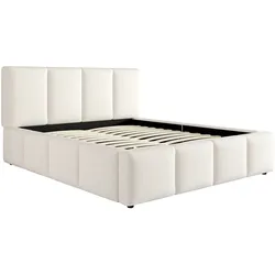 MODFU Polsterbett Bouclé Beige 200x180x103 cm mit Lattenrost und gepolstertem Kopfteil