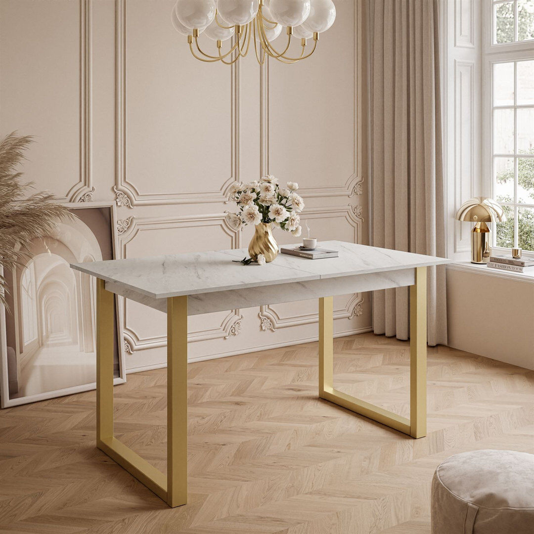 Fairmont Park 80 cm Extendable Rectangular Dining Table with Steel Base Levanto Marble