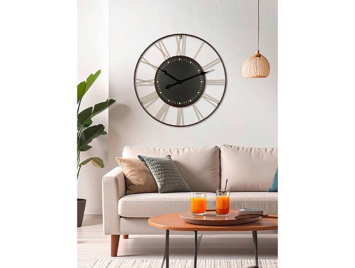 Wanduhr Mesa Eisen, lackiert Ø 60cm Schwarz