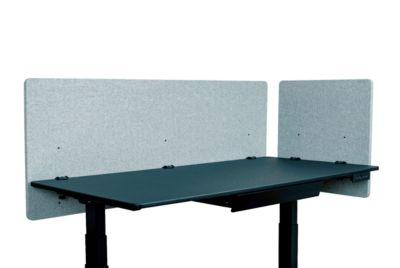 Schreibtisch-Trennwand Luxor, für Plattenstärke bis 40 mm, Klammerbefestigung, B 1600 x T 20 x H 600 mm, ca. 9 kg, recycelte Materialien, hellgrau