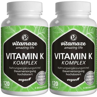 Vitamin K1+K2 Komplex hochdosiert vegan Kapseln 2x 2x120 St