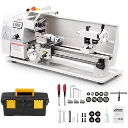 VEVOR Metalldrehmaschine 220 x 402 mm 650 W Metalldrehbank für Metallarbeiten, Werkstätten, mit Variabler Drehzahl bis 2500 U/min, Not-Aus, 14 Metrischen 0,3-3 mm und 10 Zölligen Gewinden 10-44 TPI