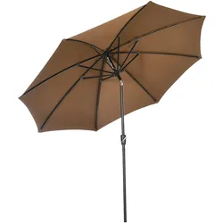 Outsunny Gartenschirm mit Kurbel und verstellbarer Neigung 8 Metallstreben Outdoor Sonnenschutz 3m/Braun