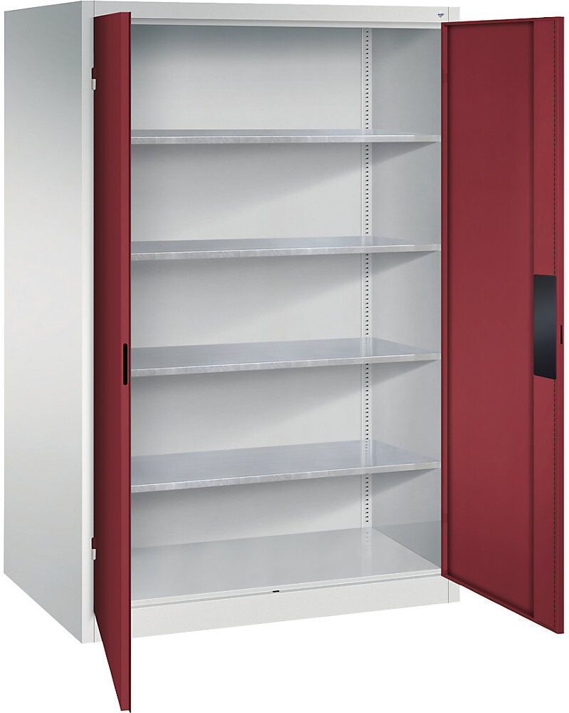 Werkstatt-Schwerlastschrank, Breite 1200 mm, Tiefe 800 mm, Tür rubinrot C+P