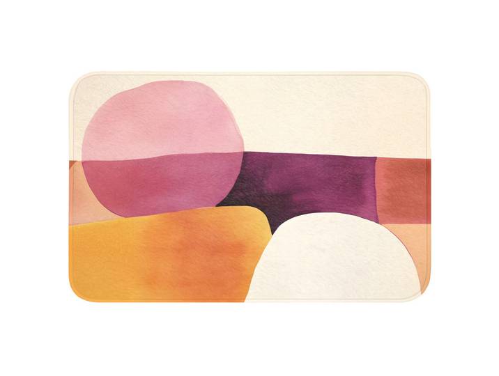 OnlyWow Badematte Formen - Abstrakt - Farbenfroh Badvorleger 80x50 cm, Terracotta, Füllung: Polyurethan (Pur), Rechteckig, 80x50 cm, Heimtextilien, Badtextilien, Badematten