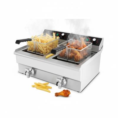 Equipementpro Elektrische Profi-Fritteuse 2x10L – 6 kW – Edelstahl – Hohe Leistung