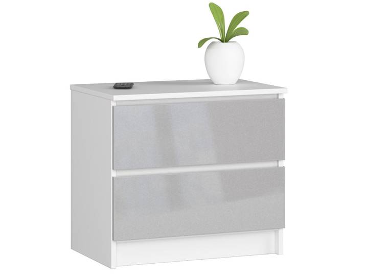 Nachttisch – Weiß / Metallic Hochglanz