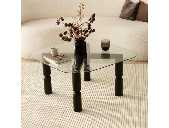 Dmora Couchtisch Psamathe 80x80x40h cm Schwarz Zeitschriftenhalter