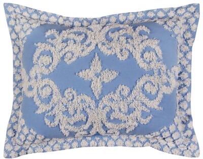 Chenille Medallion Design, Standard Sham by Better Trends in Blue (Size STANDARD)