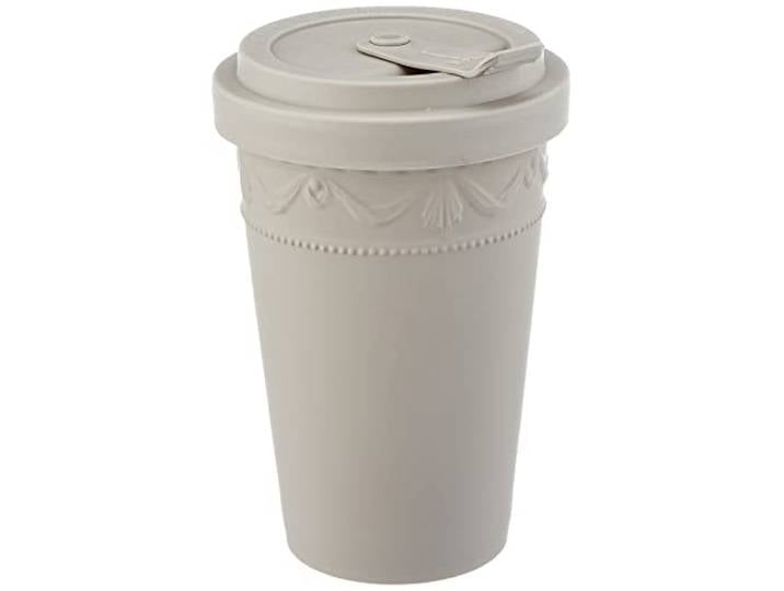 KPM Berlin KURLAND To-Go Becher - Porzellan-Becher, Kaffeebecher mit Deckel, Teebecher 0,35l, Handmade in Berlin, im Geschenkkarton, 13 cm, Grau matt