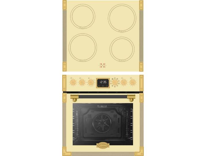 Kaiser Küchengeräte Induktions Herd-Set Art Deco EHC 6776 I ElfAD. Retro Herdset Backofen 74 l mit Induktionskochfeld, mit 1-fach-Teleskopauszug, Herd Set Induktion, Retro Backofen mit Induktionskochfeld,Air-Fry