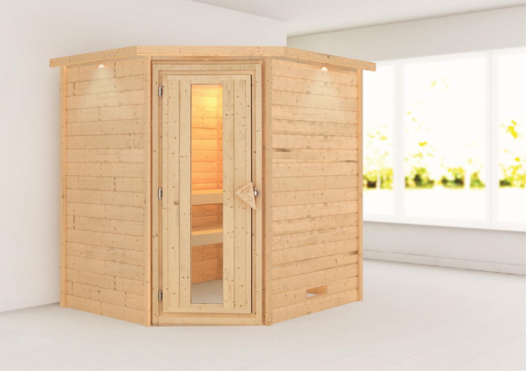 KARIBUHOLZT Sauna Mia Eck, o. Zub. m.Isoliertür u.Dachkranz 09231710