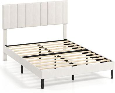 Costway Full Size Velvet Upholstered Platform Bed Frame