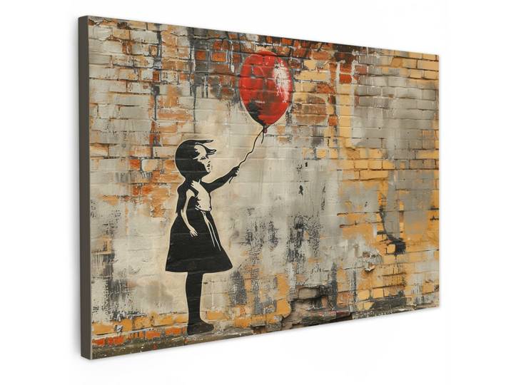 LEINWANDBILD Graffiti - Banksy - Mädchen - Straßenkunst Gemälde 60x40 cm