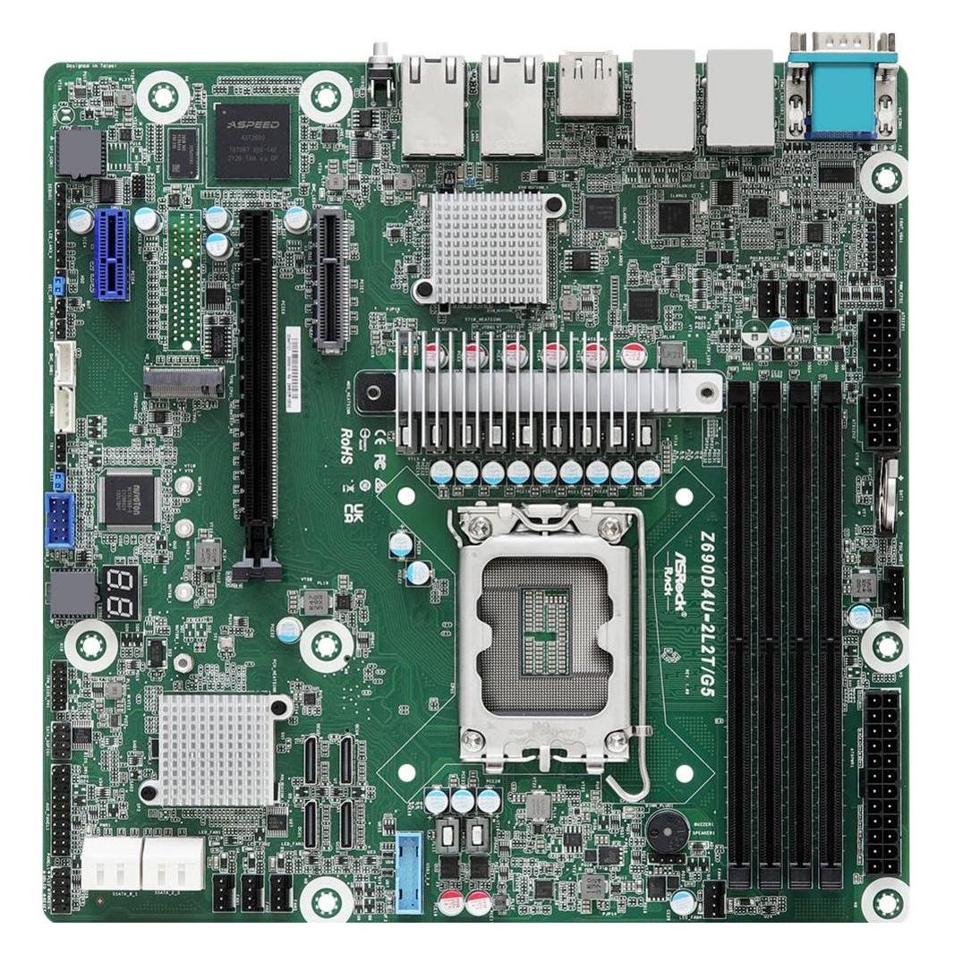 AsRock Mainboard Z690D4U-2L2T/G5 micro-ATX Sockel 1700 DDR5-only Single (LGA 1700, Intel Z690H, mATX) (Z690D4U-2L2T/G5)