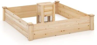 Costway 49 x 49 x 10 Inch Raised Garden Bed with Compost Bin and Open-ended Bottom-Natural