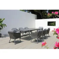 OUTFLEXX Garten-Essgruppe, anthrazit, Alu, Ausziehtisch 180/270x100 cm, 8 Sessel