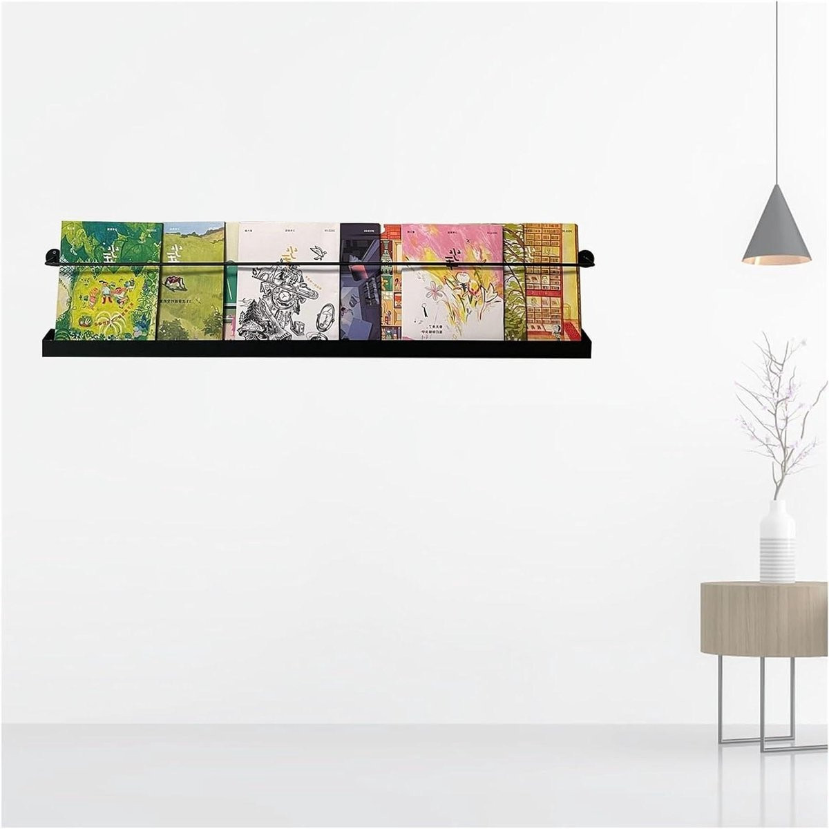 Zwarte Wand Tijdschriftenhouder van Metaal voor Kantoororganisatie en Documenten - 80 cm