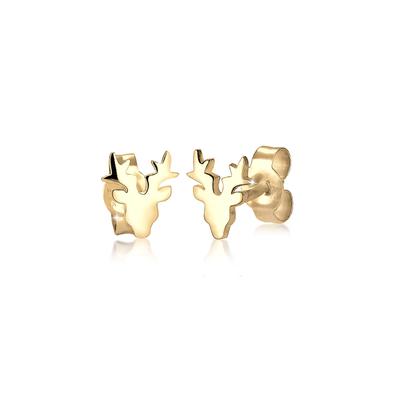 Paar Ohrstecker ELLI "Ohrringe Elli Ohrringe Hirsch Christmas Tier Motiv 925 Silber" Gr. 7, gold, Ohrringe, Damen, 7, ohne Stein, Silber 925 (Sterlingsilber)