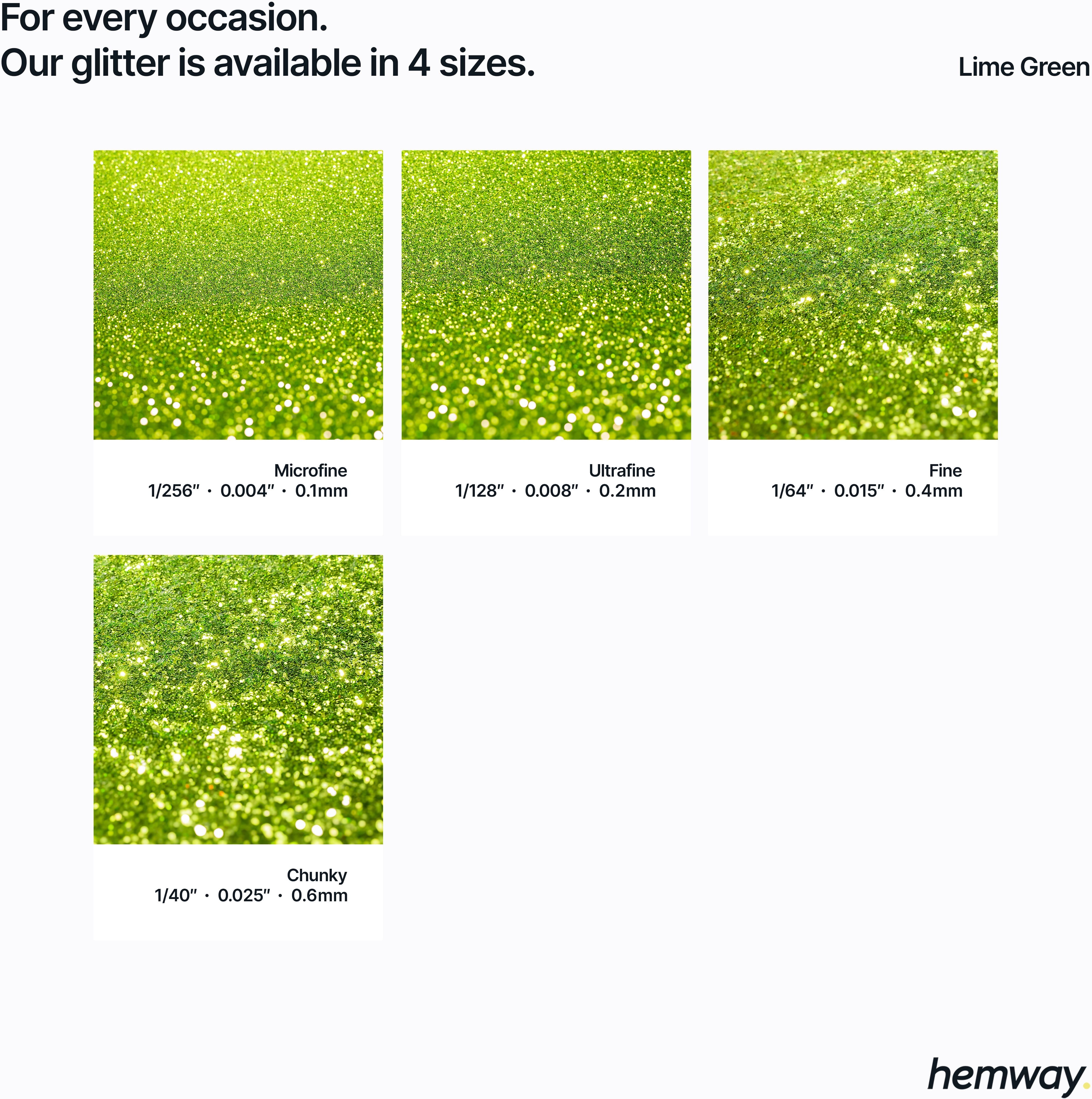 Hemway Glitter For Tile Grout 100g / 3.5oz   Lime Green   Waterproof   Fade Resistant - Lime Green - Fine 100g