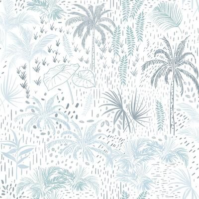 Veer Decor Etched Tropic Blue Peel and Stick Wallpaper