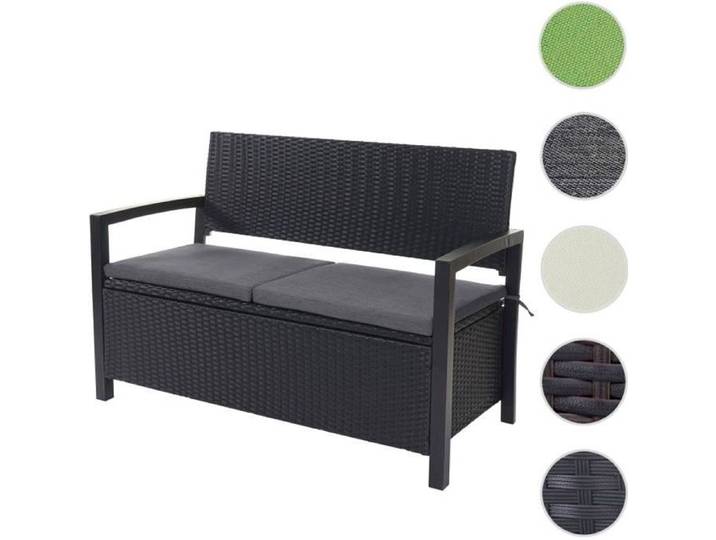 Banc de jardin - HWC-F39 - Polyrotin - Anthracite - Coffre de rangement - 3 personnes