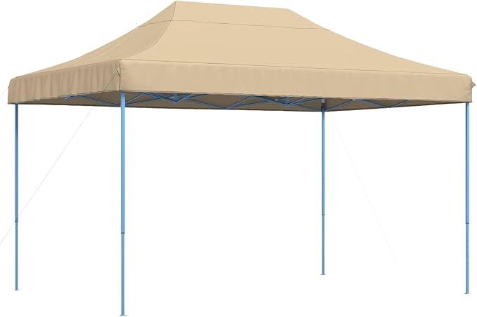 Pop-up Partyzelt faltbar für Veranstaltungen in Beige, faltbares Festzelt für Outdoor-Events mit Stahlgestell und großes Popup-Zelt für Familienfeiern aus Oxford-Stoff,
