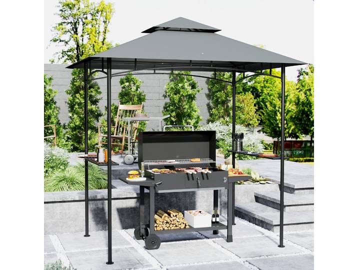 Outsunny Pavillon LED 240x150cm Hydrofuge Double Toit