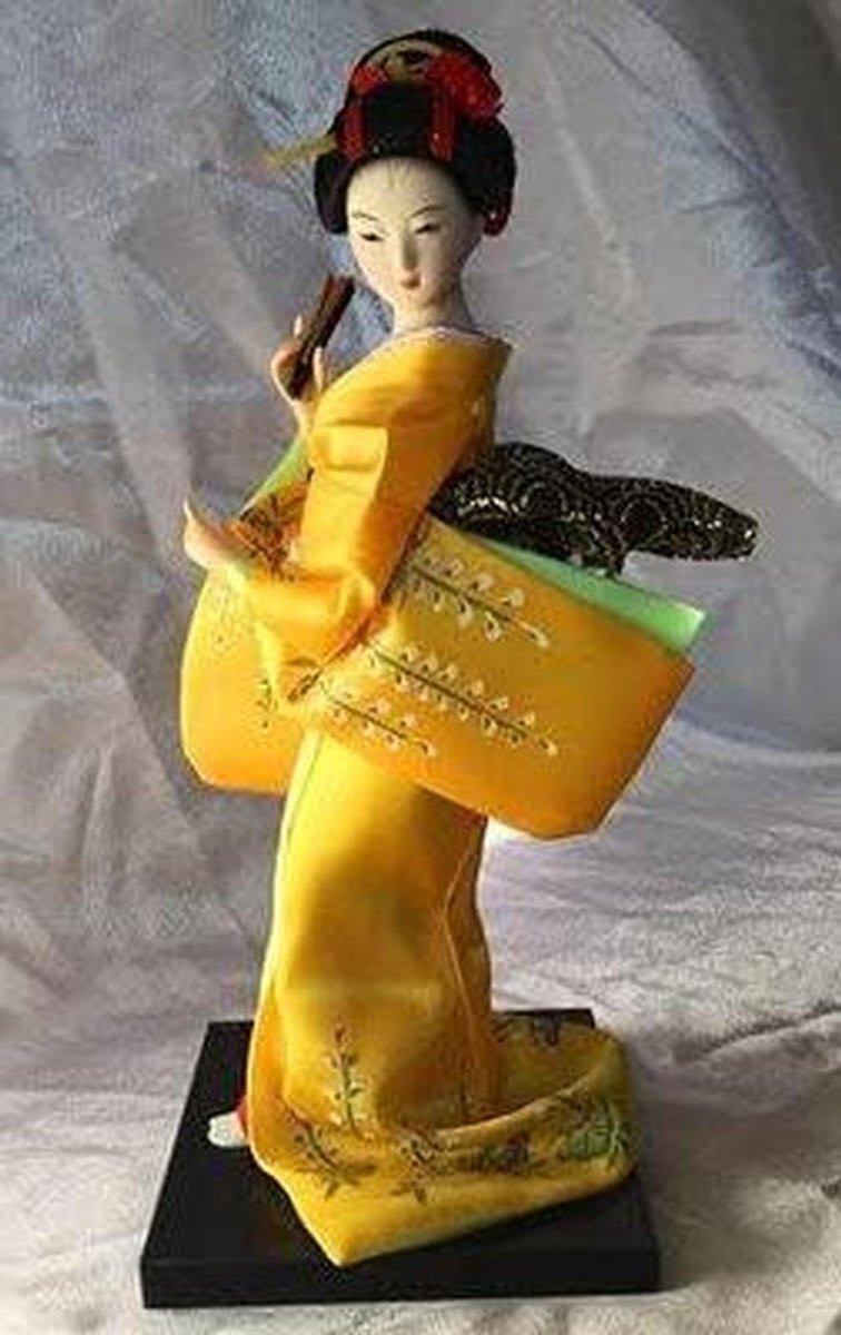 Handgemaakte Japanse Geisha Decoratie Pop voor op je bureau - 25 cm - Meerdere Kleuren
