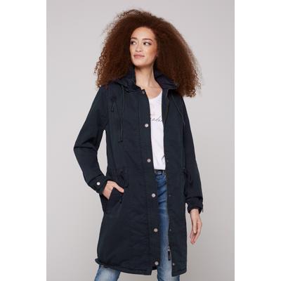 Parka SOCCX, Damen, Gr. S, blau, Web, Material: 100% Baumwolle, Futter Rumpf: 100% Baumwolle, Futter Ärmel: 100% Polyester, regular fit lang, eingesetzt gerader Abschluss, Jacken Parka, mit Tunnelband in der Taille