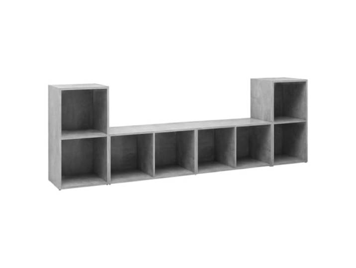 Roanoer 4er Set TV Lowboard Betongrau 72x35x36,5 cm Holzwerkstoff Flexibel vertikal oder horizontal nutzbares 4er Set Fernsehmöbel für Wohnzimmer und Schlafzimmer mit reichlich Stauraum.