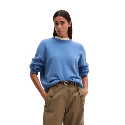 Strickpullover MARC O'POLO "aus weicher Merinowolle", Damen, Gr. XXS, blau (clear blau), Obermaterial: 100% Schurwolle, unifarben, Rundhals, Pullover Strickpullover