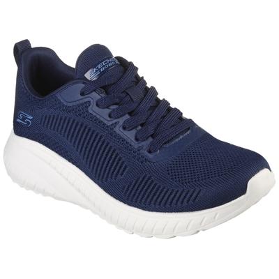 Sneaker SKECHERS "BOBS SQUAD CHAOS FACE OFF", Damen, Gr. 37, blau (navy), Textil, Schuhe Sneaker, Freizeitschuh, Halbschuh, Schnürschuh mit Komfort-Innensohle