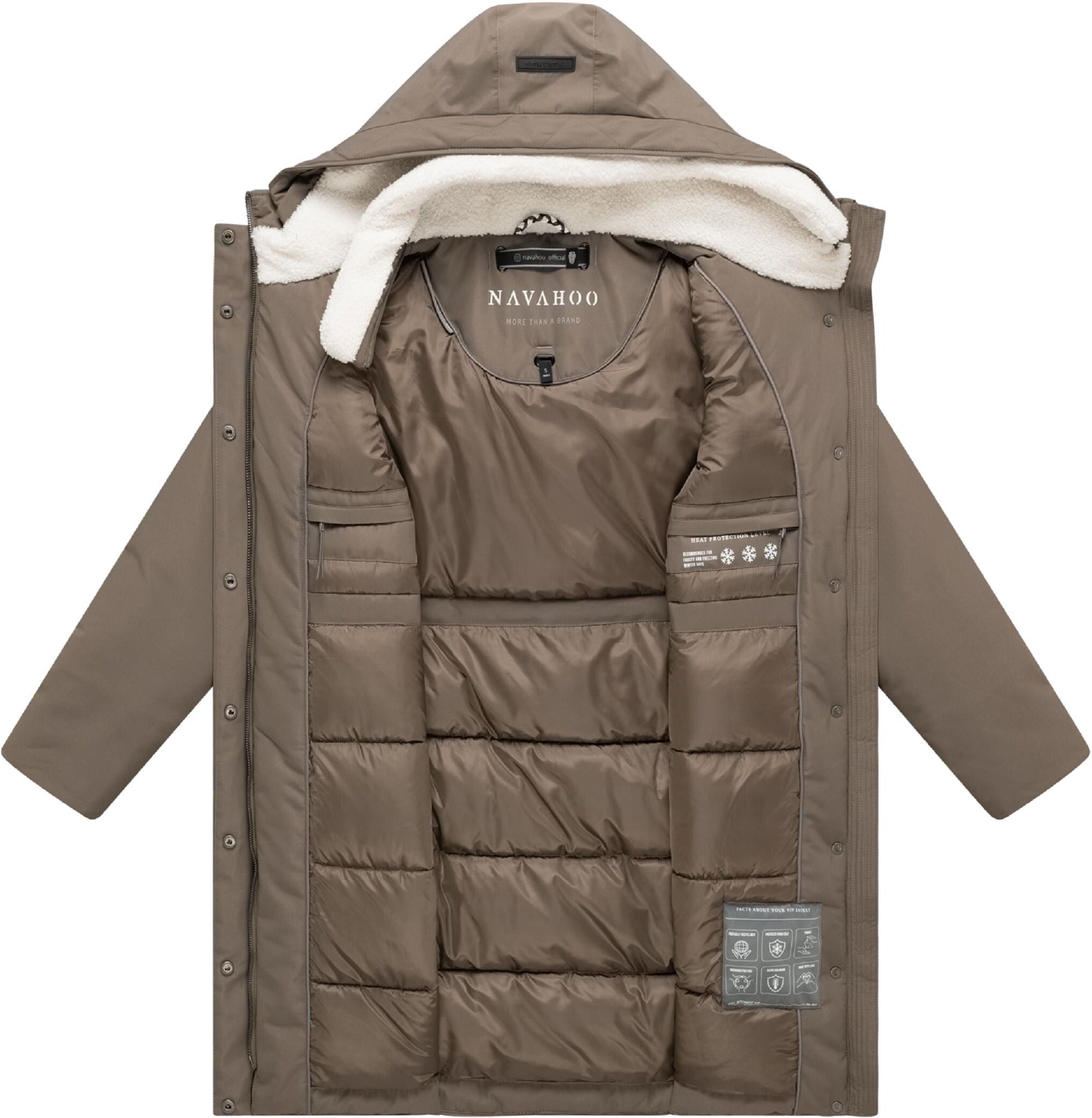 Wintermantel NAVAHOO "Wintermantel Bibber-Beauty 14", Damen, Gr. S, beige (stone braun), Mäntel Wintermantel
