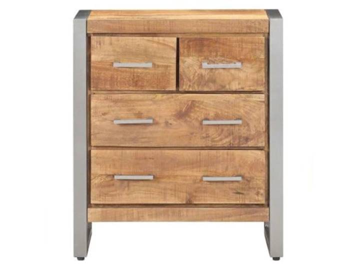 GKMBCVDFR Sideboard 60x35x70 cm Raues Mangoholz 4 Schubladen, Eisenrahmen, Industrieller Stil, Stabil und Langlebig