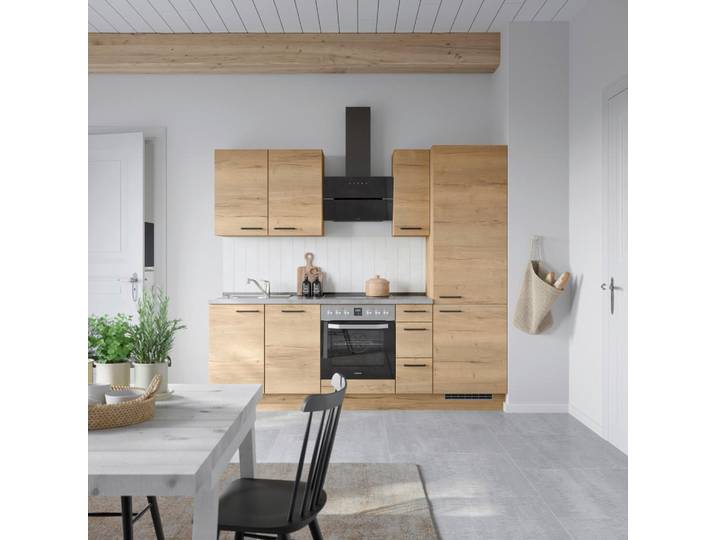 Küchenleerblock, Braun/Grau, 240 cm, Metall, Mit Drehtüren, Nobilia