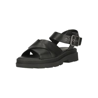Sandale CLARKS "Orinoco3", Damen, Gr. 39, schwarz, Leder, Schuhe Sandale, mit profilierter Laufsohle