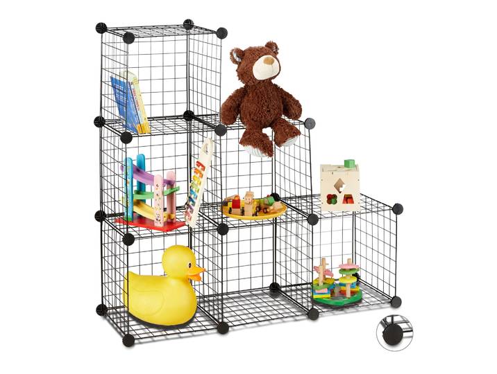 Regalsystem Drahtgitter 6 Fächer 30 x 30 cm Schwarz