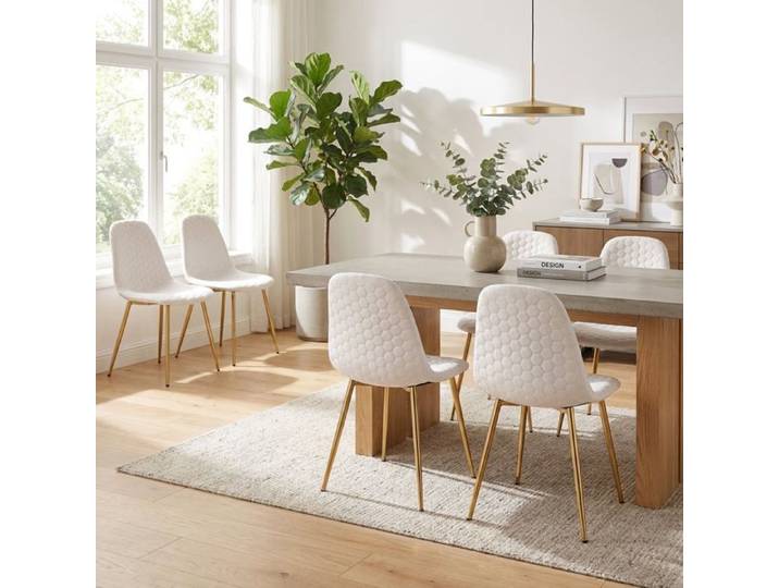 Lot de 6 chaises Scandinave ALVEOLE Gold - Beige