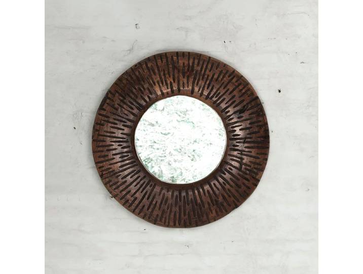 MUST Living Spiegel Cosmos Teakhout, 60cm - Bruin - Rond